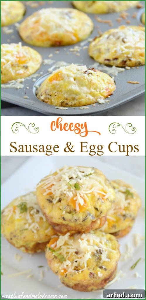 Golden Cheesy Sausage Egg Muffins 5 How to make easy sausage and egg cups in a muffin tin step-by-step