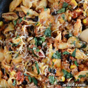 One-Pan Mexican Pasta Skillet - a complete meal in one pan
