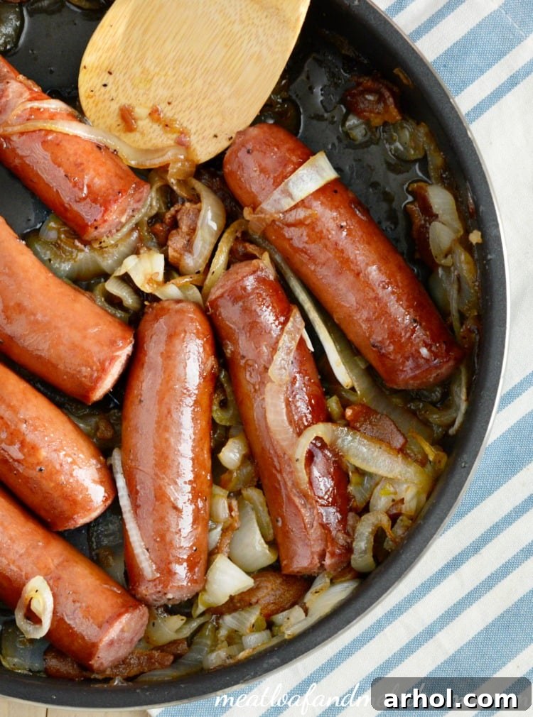 Polish Sausage Dogs with Onions and a hint of bacon