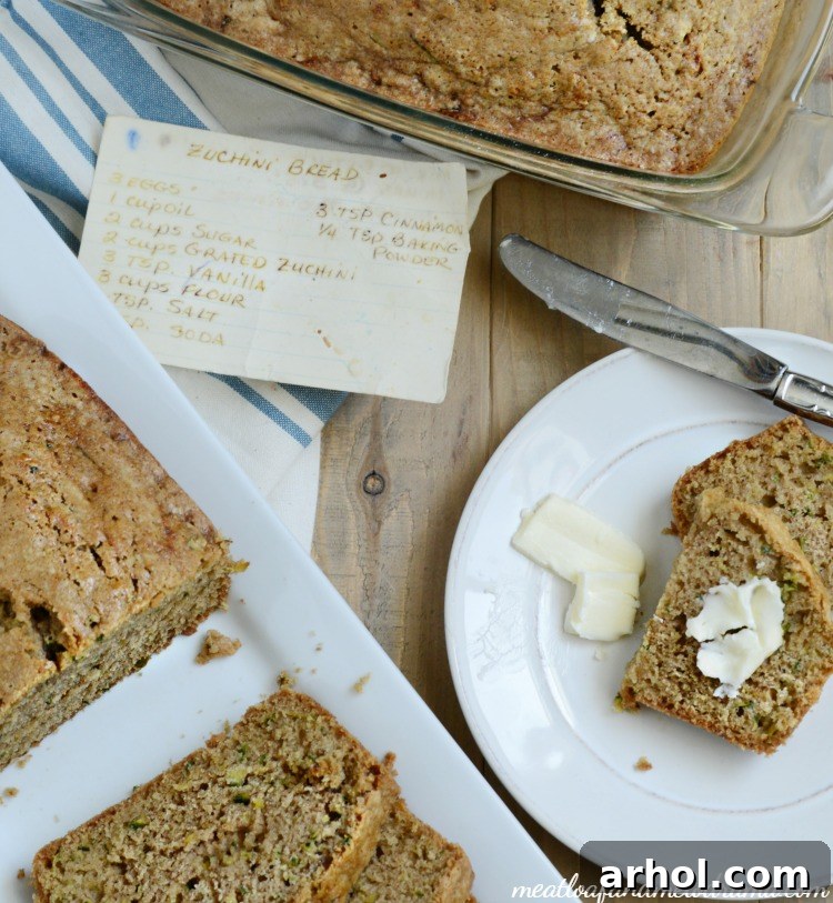 A vintage-style image representing the classic, homemade nature of an old fashioned zucchini bread recipe.