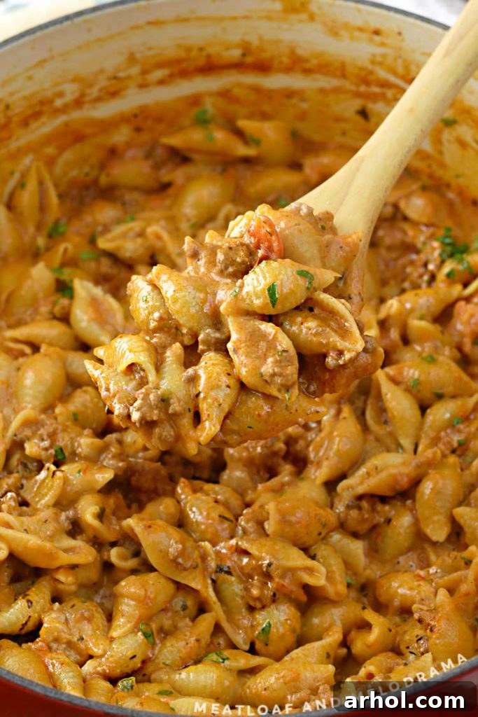 creamy-one-pot-shells-and-beef-skillet