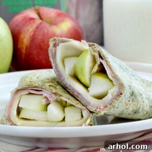 Ham Apple Provolone Cheese Wraps - Easy School Lunch