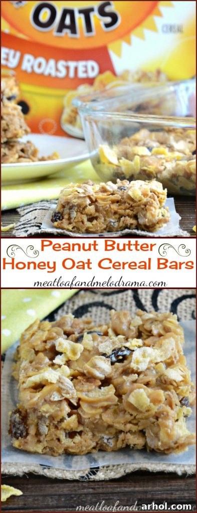 Beautifully arranged stack of homemade Peanut Butter Honey Oat Cereal Bars with a soft focus background, emphasizing their homemade appeal and inviting texture.