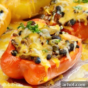 sriracha beef taco stuffed peppers dinner