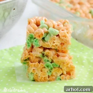 Apple Jacks marshmallow treats bars stacked, ready for serving