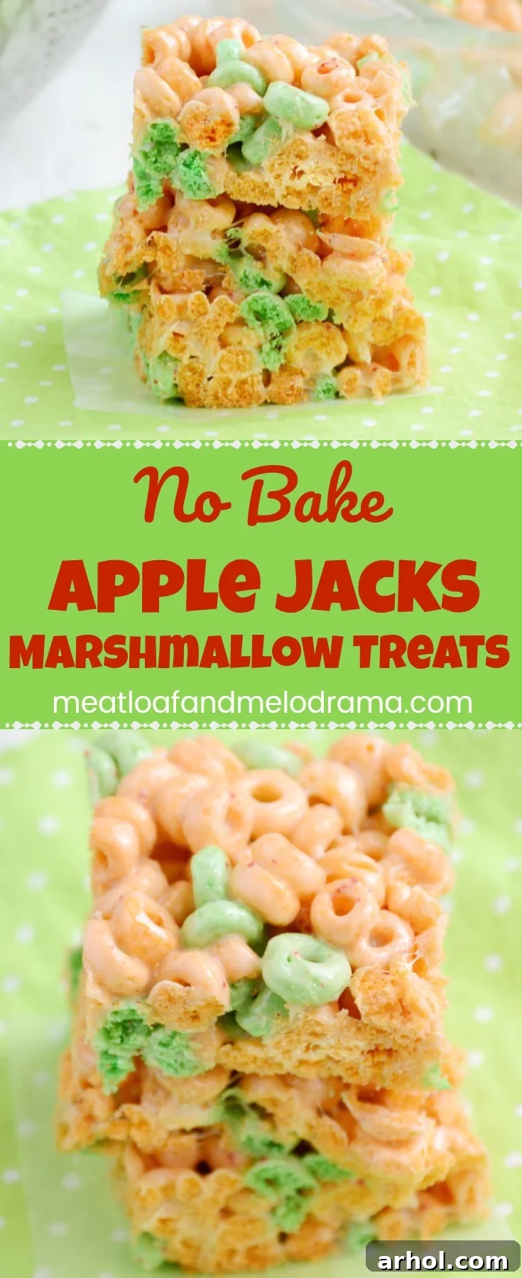 No Bake Apple Jacks Marshmallow Treats -- A quick and easy no bake dessert that's a perfect summer treat for kids of all ages