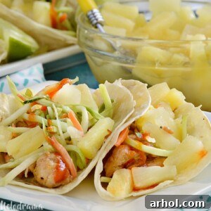 pineapple sriracha chicken tacos