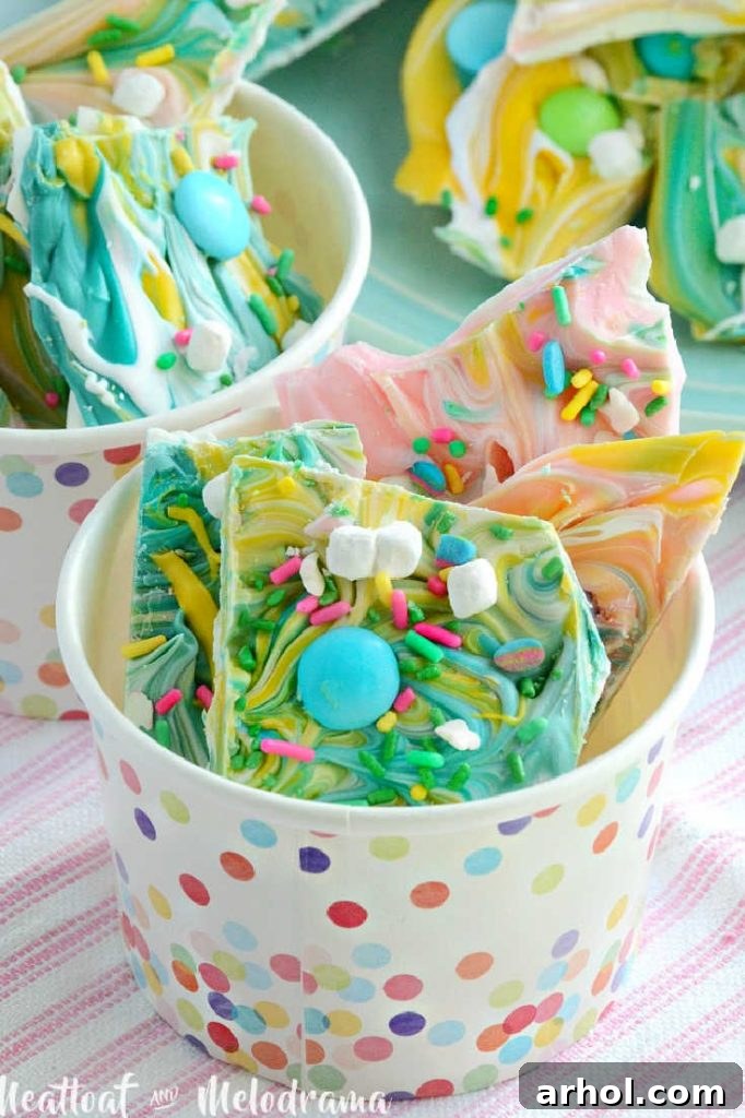 pastel bunny bark in paper cups