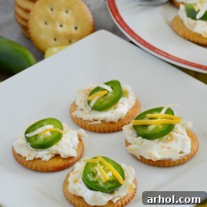 ritz crackers with cream cheese and jalapeno peppers