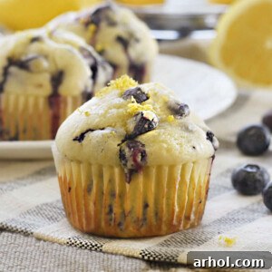Blueberry muffins with a bright lemon glaze