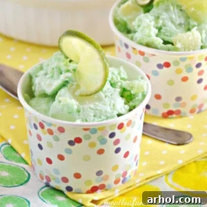 lime jello salad with lime slices
