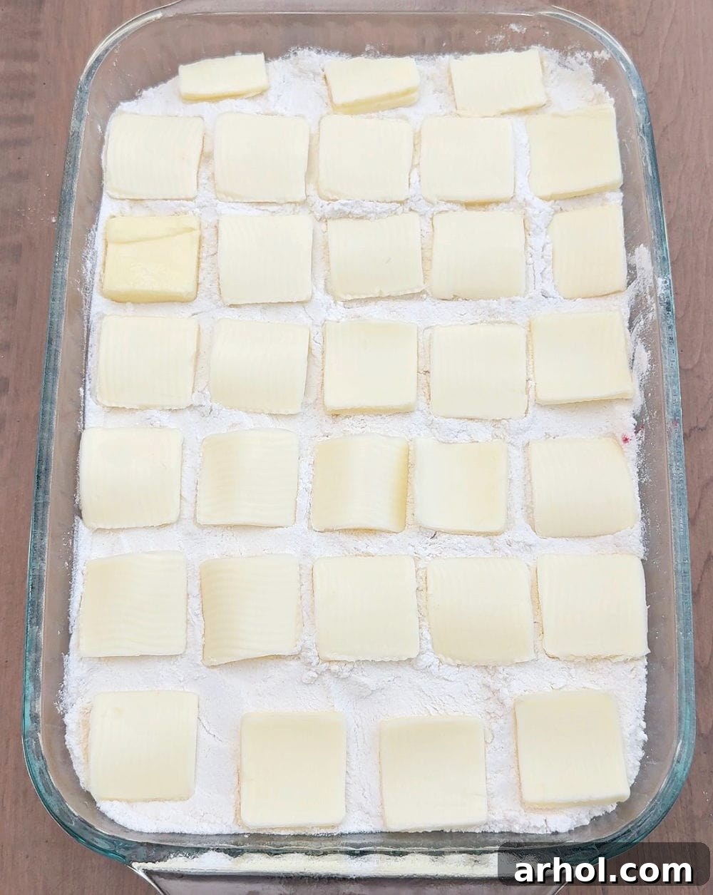 adding butter on cake mix layer.