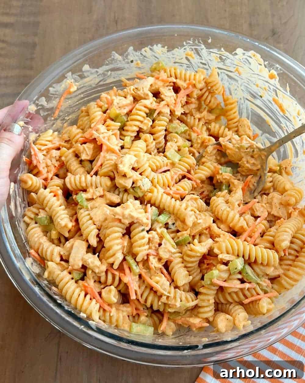 mixing all ingredients together with spoon.
