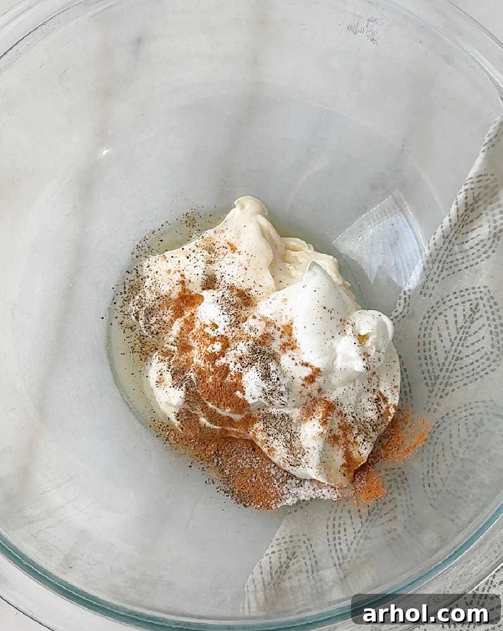 dressing ingredients in mixing bowl.