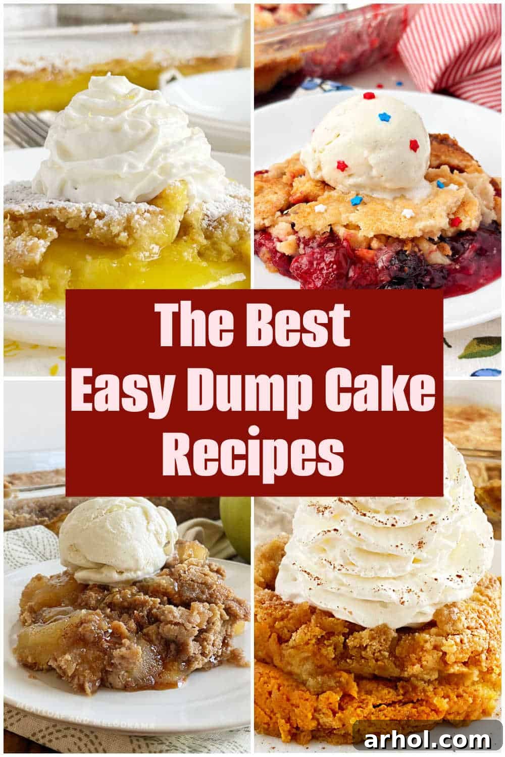 dump cake recipes collage for pinterest.