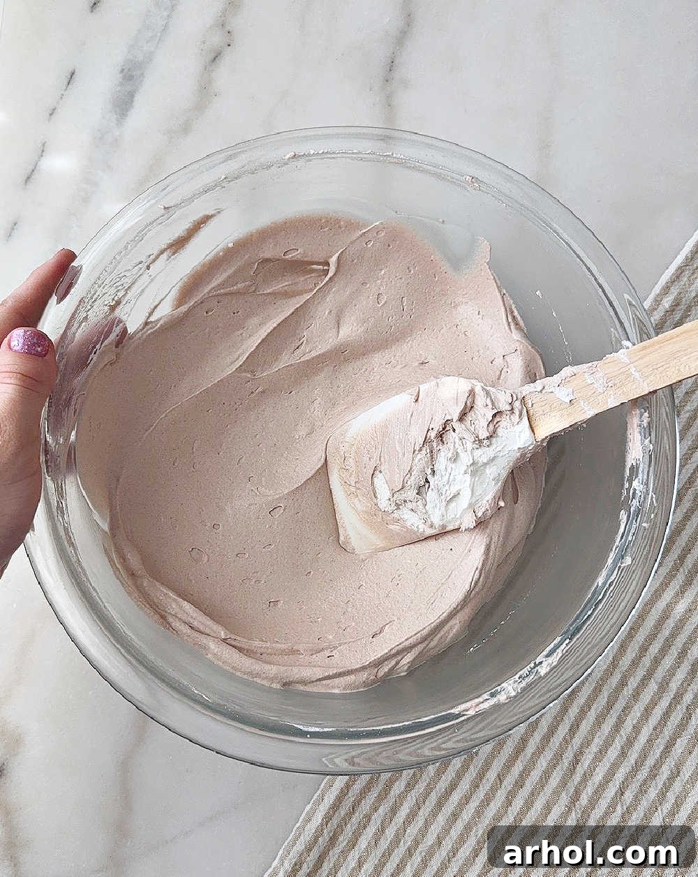 folding in whipped topping.