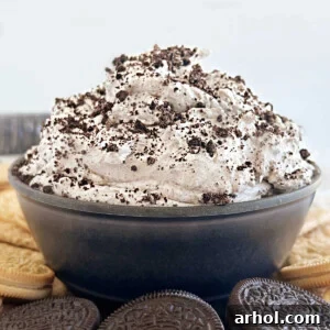 oreo dip with crushed Oreos in a serving bowl