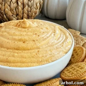 pumpkin cream cheese dip in serving bowl.