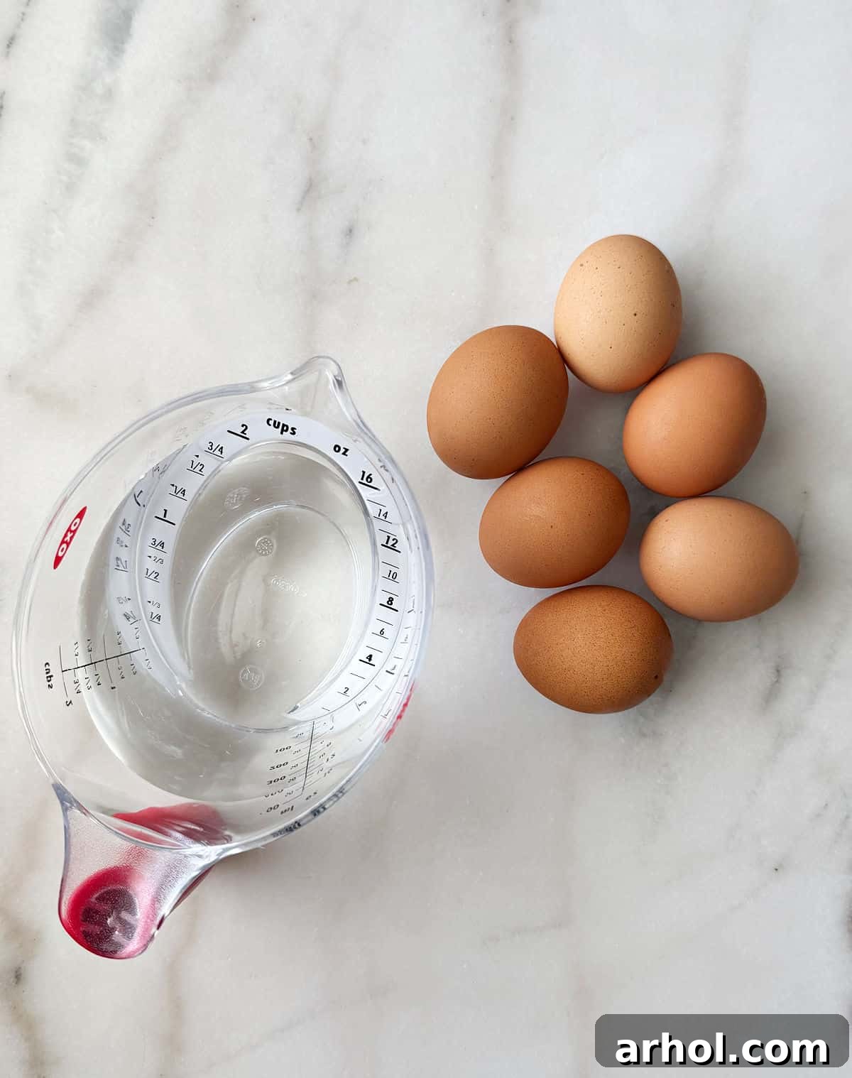 brown eggs and water.
