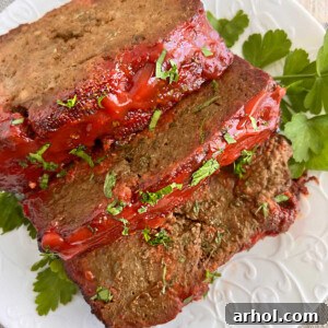 sliced lipton onion soup meatloaf on a plate