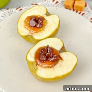 baked caramel stuffed apples with chocolate