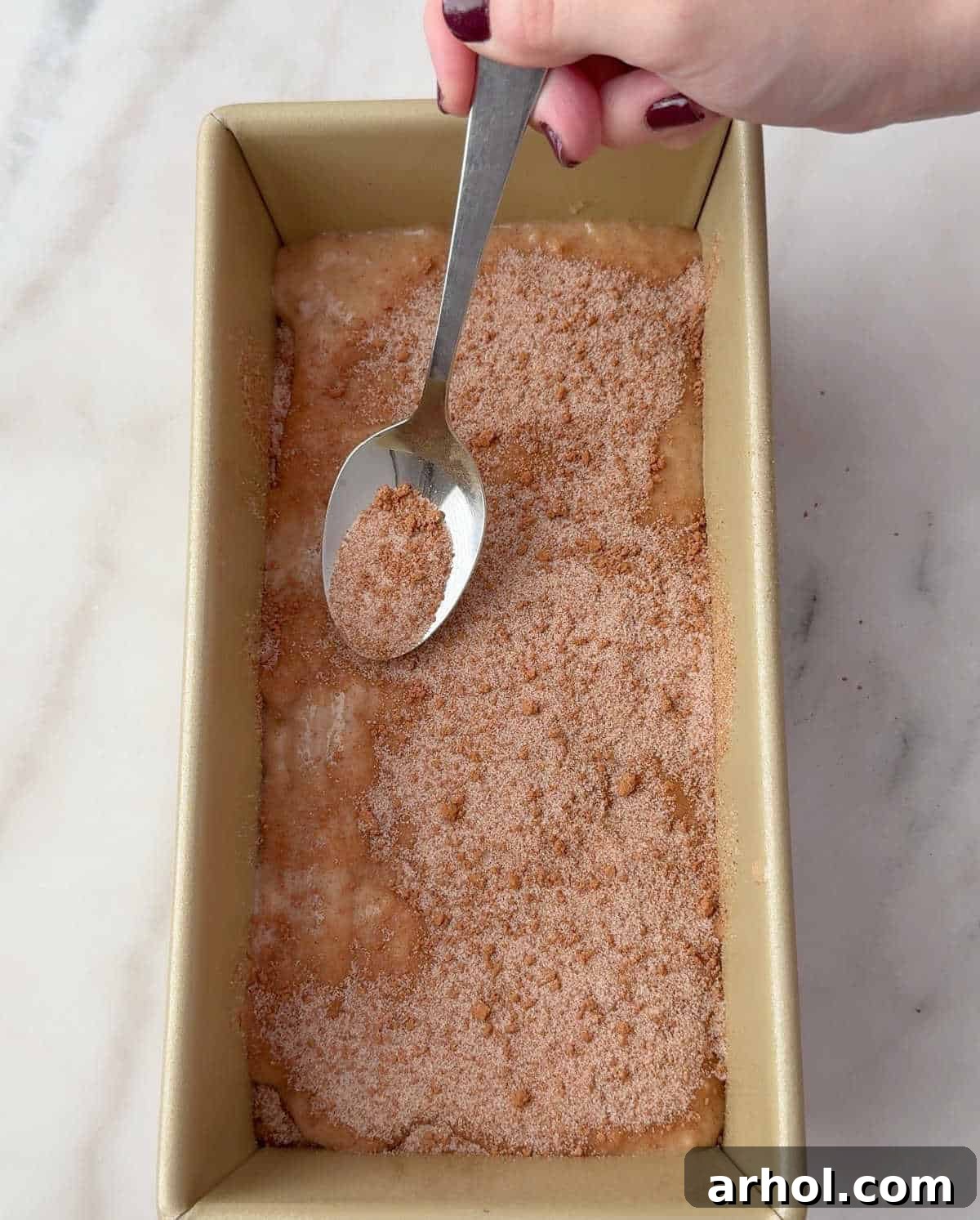 adding cinnamon sugar mixture.
