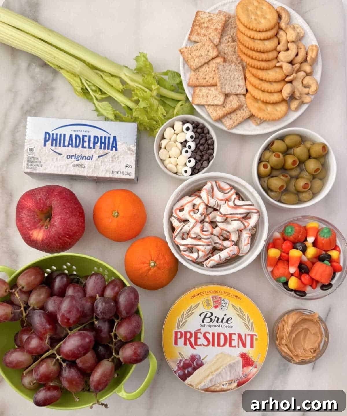 ingredients to make charcuterie board for Halloween.